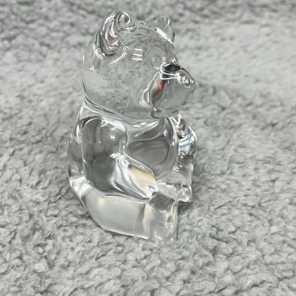 Crystal Teddy Bear Figure Clear Heavy Art‎ Glass Paperweight